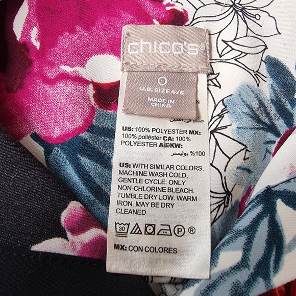 Chico's Long Floral Button Down Flowy Blouse - Picture 8 of 9